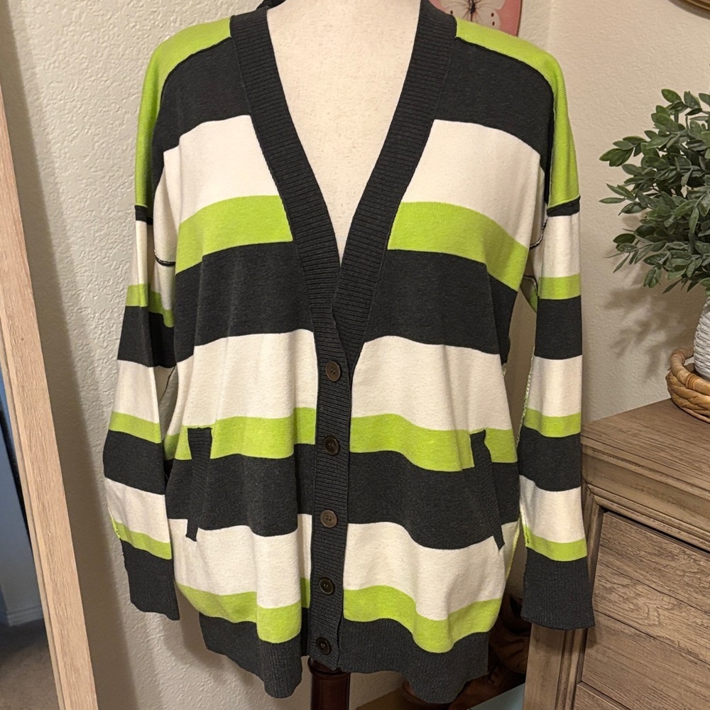 Free People League of Her Own Striped Sweater Cardigan - Picture 5 of 10